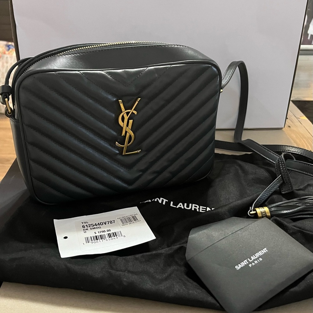 Yves Saint Laurent Quilted Camera Crossbody Grey - never been used